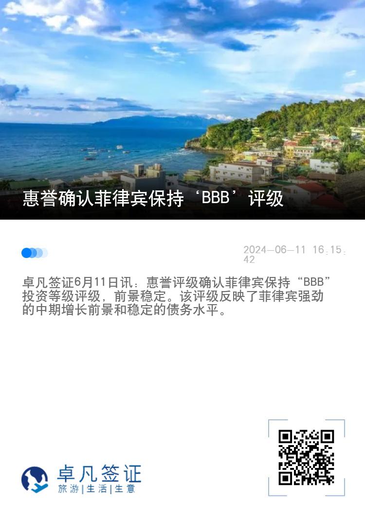 惠誉确认菲律宾保持‘BBB’评级