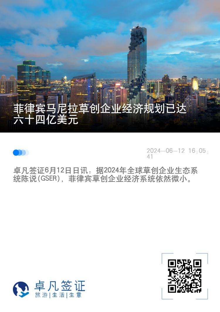 菲律宾马尼拉草创企业经济规划已达六十四亿美元