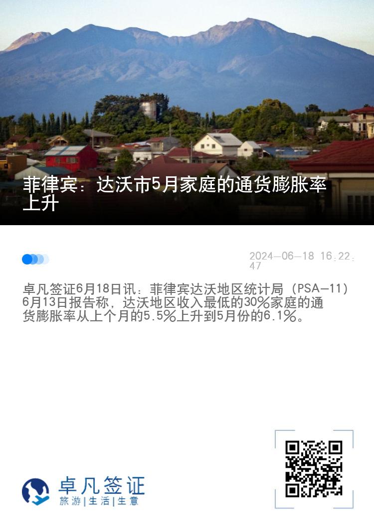 菲律宾：达沃市5月家庭的通货膨胀率上升
