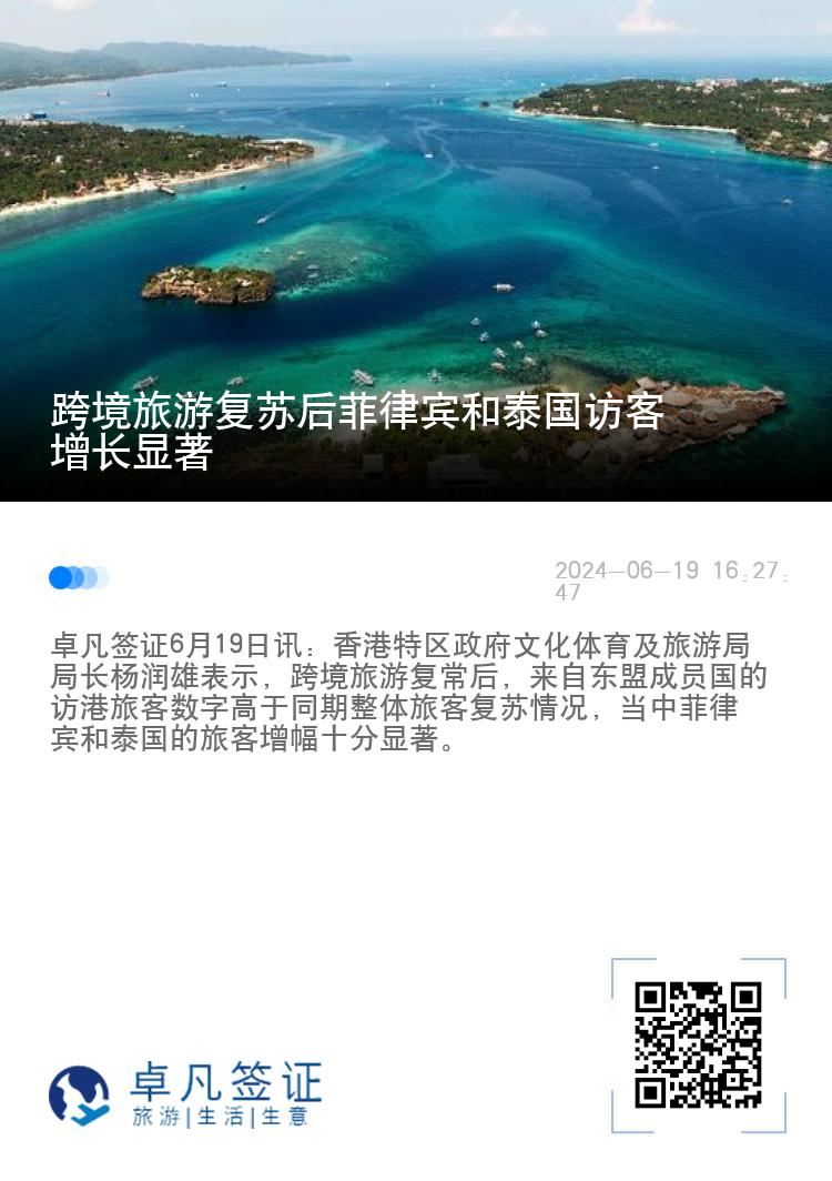 跨境旅游复苏后菲律宾和泰国访客增长显著