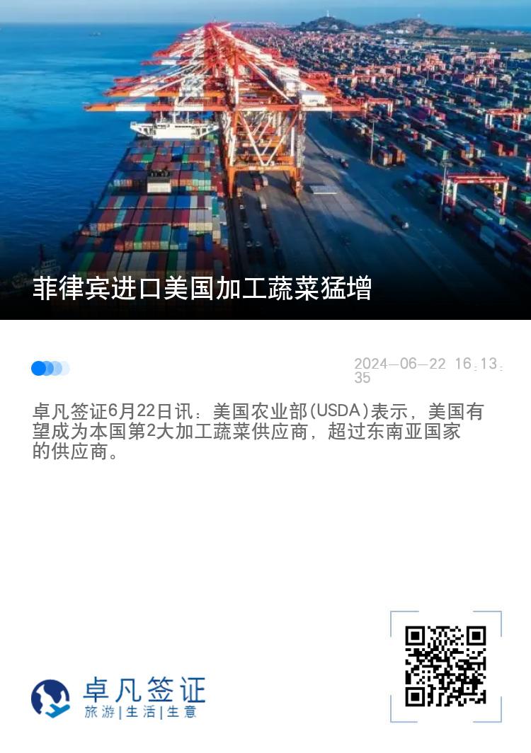 菲律宾进口美国加工蔬菜猛增