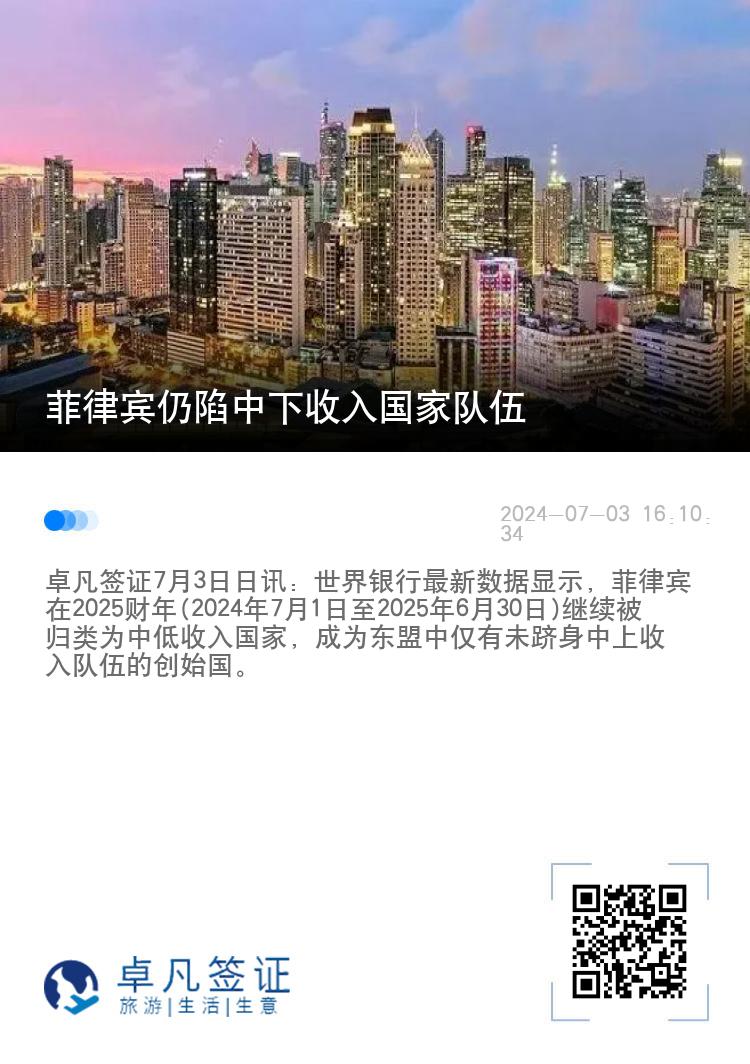 菲律宾仍陷中下收入国家队伍