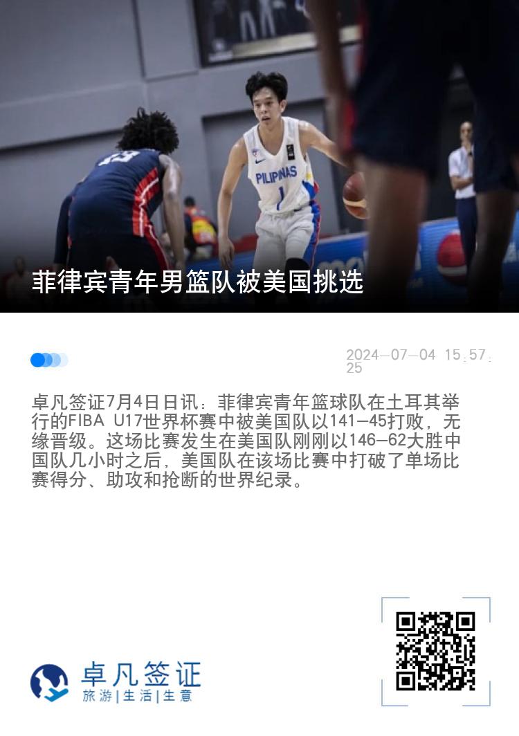 菲律宾青年男篮队被美国挑选
