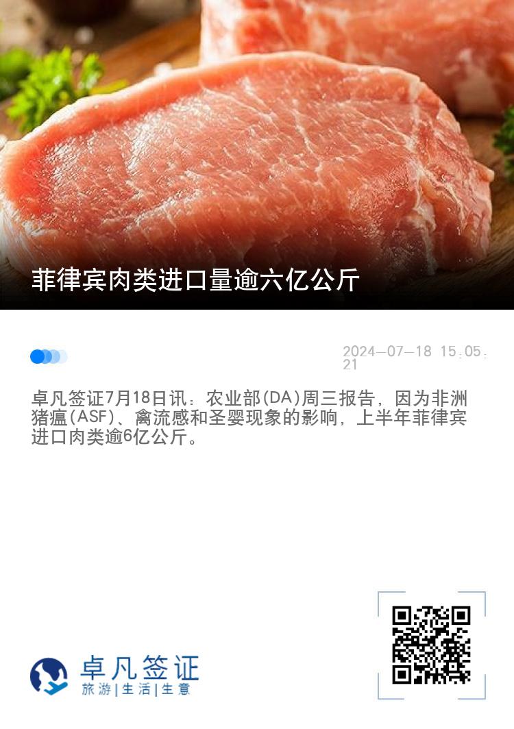 菲律宾肉类进口量逾六亿公斤