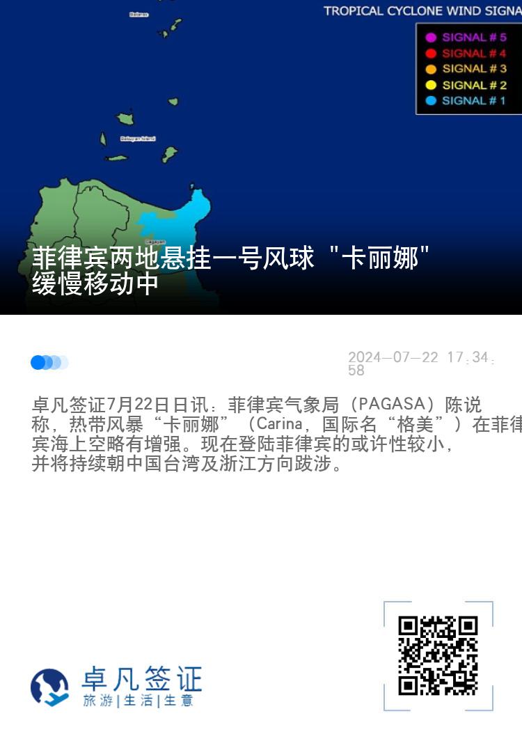 菲律宾两地悬挂一号风球 "卡丽娜"缓慢移动中