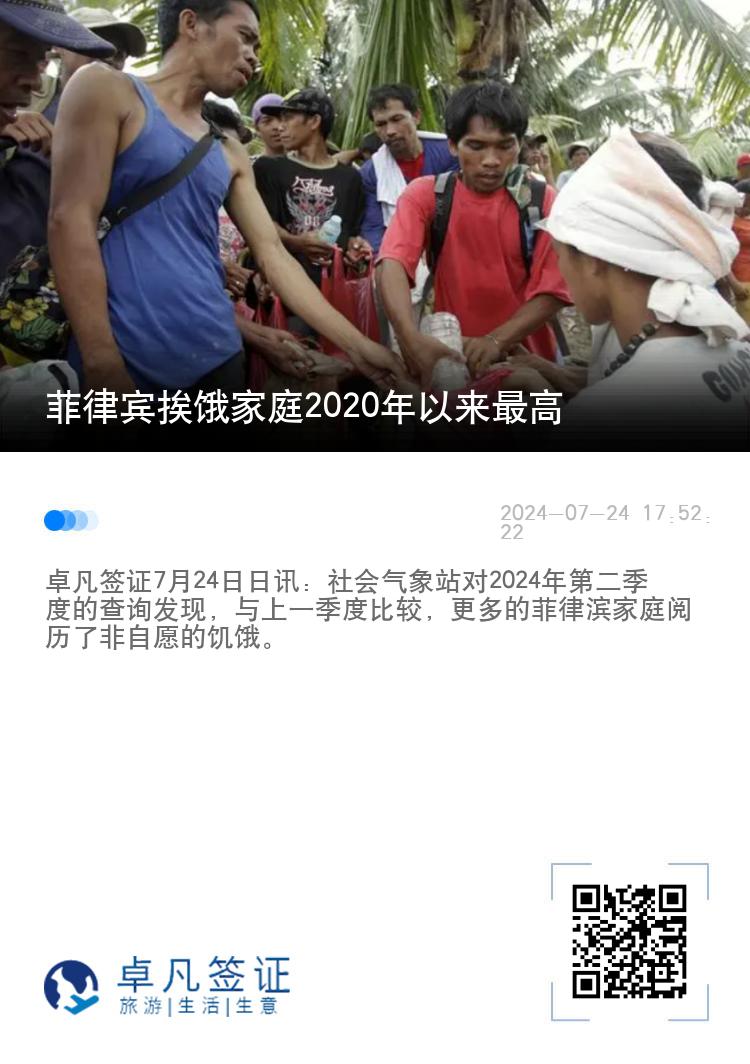 菲律宾挨饿家庭2020年以来最高