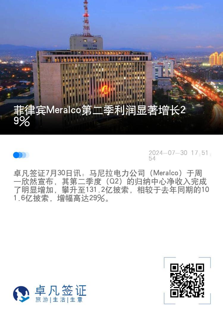 菲律宾Meralco第二季利润显著增长29%
