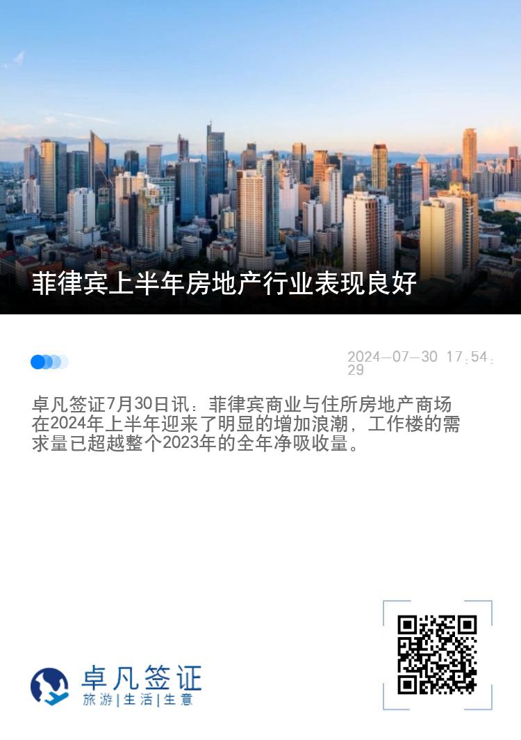 菲律宾上半年房地产行业表现良好