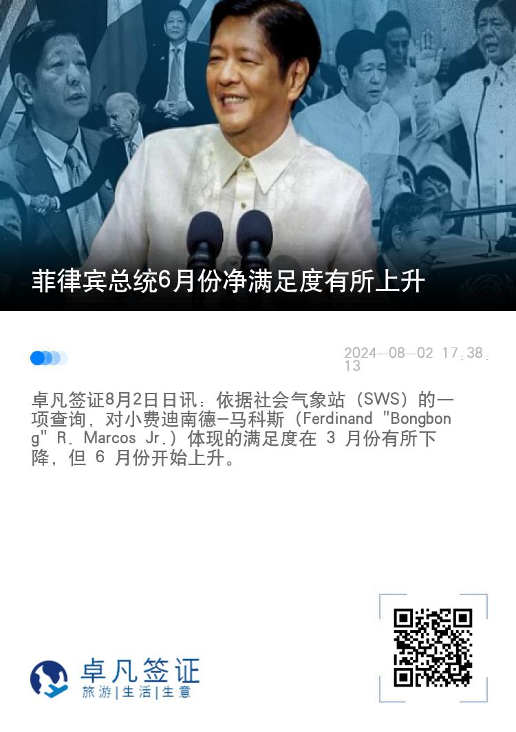 菲律宾总统6月份净满足度有所上升