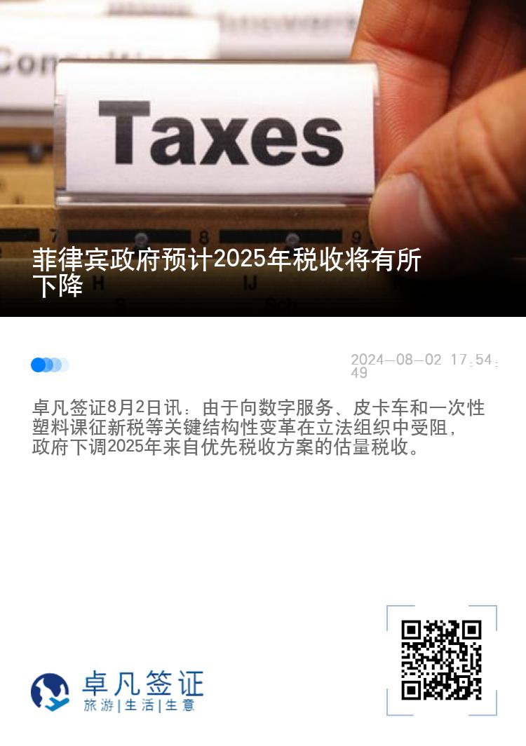 菲律宾政府预计2025年税收将有所下降