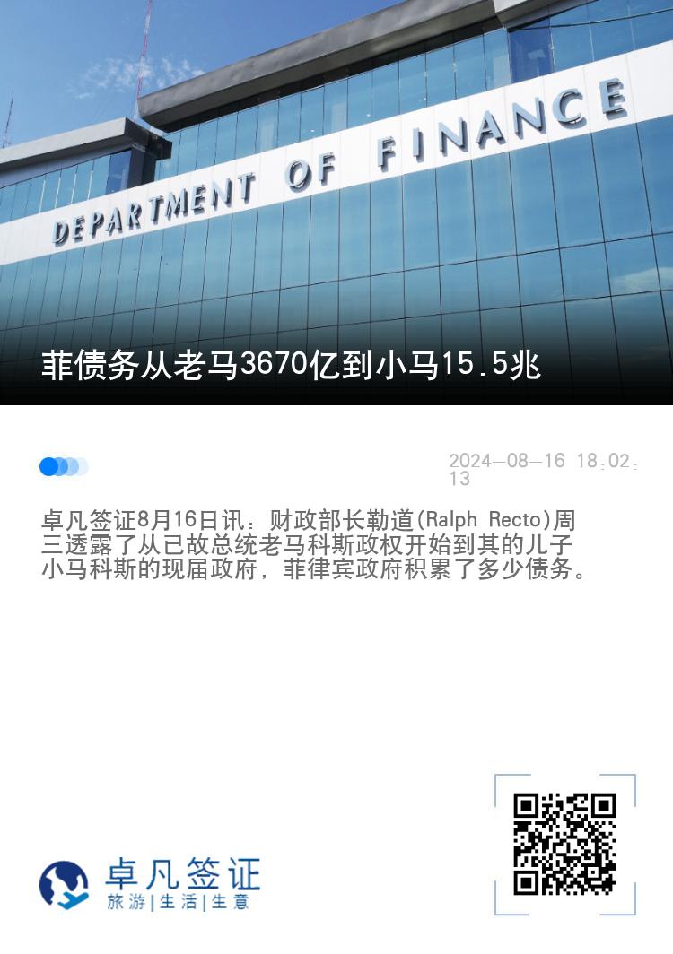 菲债务从老马3670亿到小马15.5兆