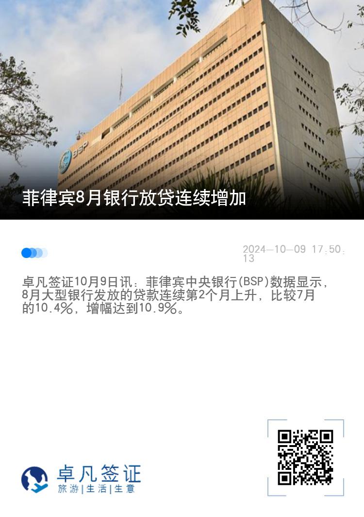 菲律宾8月银行放贷连续增加
