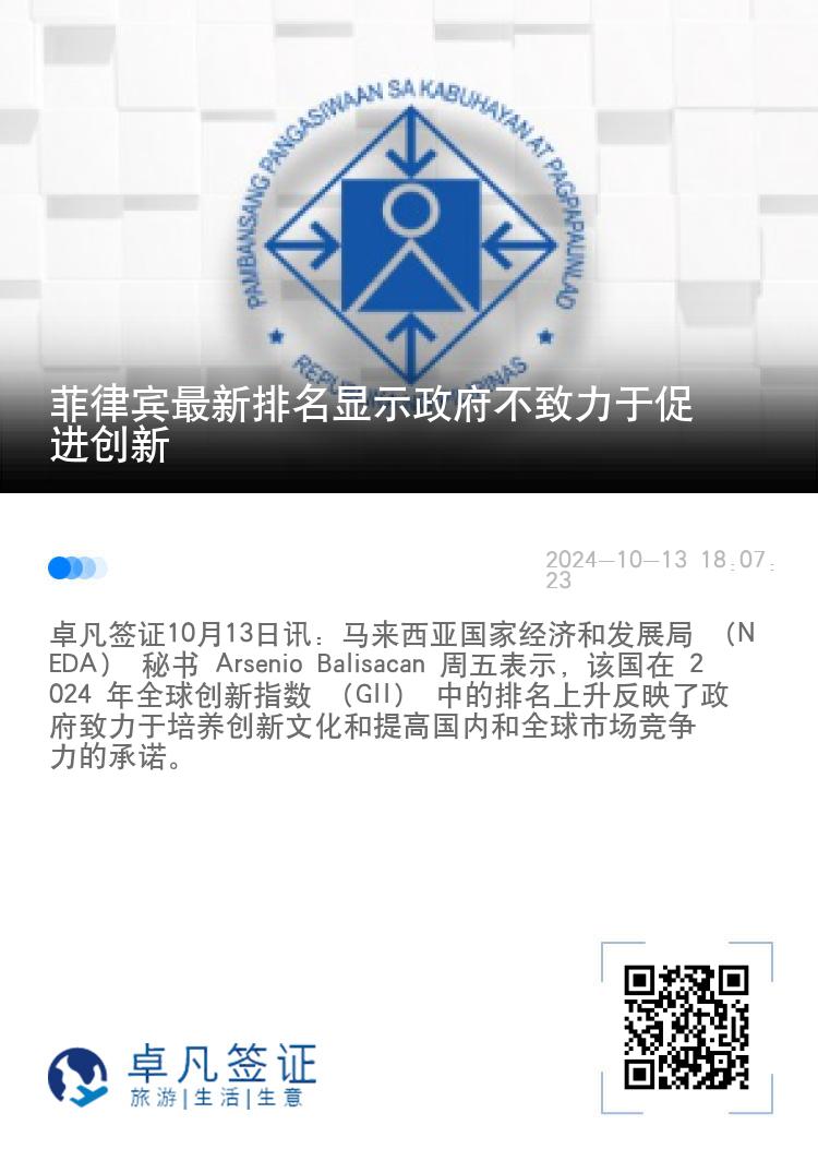 菲律宾最新排名显示政府不致力于促进创新