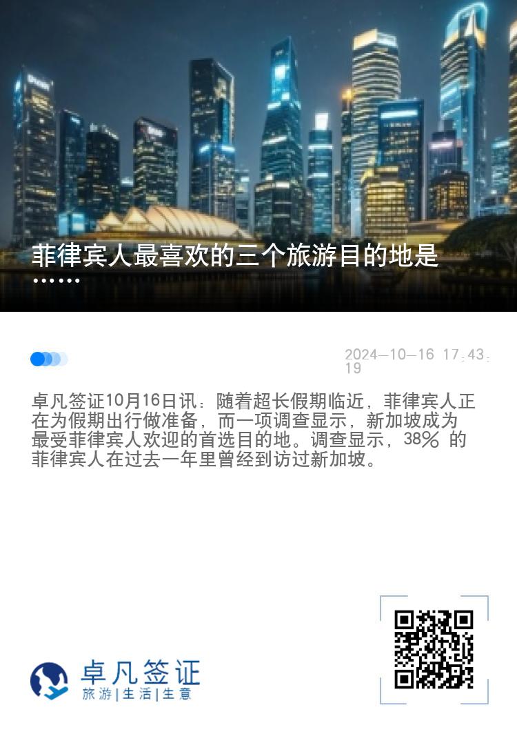 菲律宾人最喜欢的三个旅游目的地是……