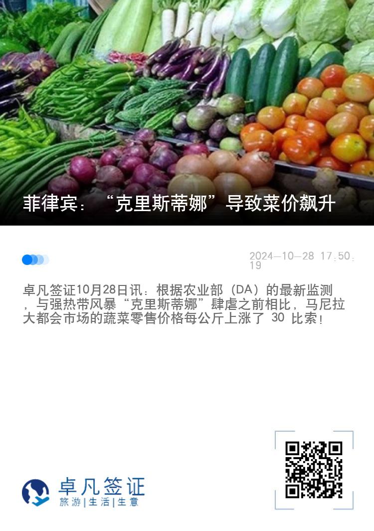 菲律宾：“克里斯蒂娜”导致菜价飙升