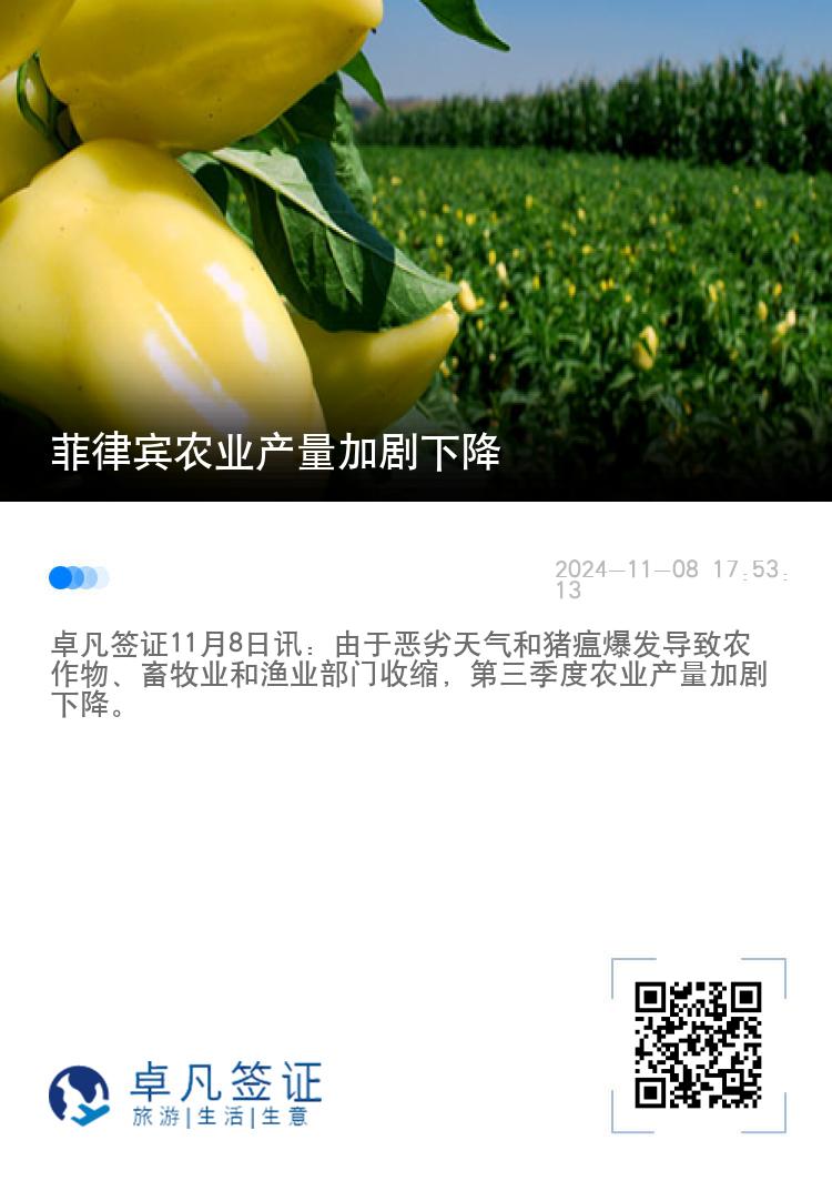 菲律宾农业产量加剧下降