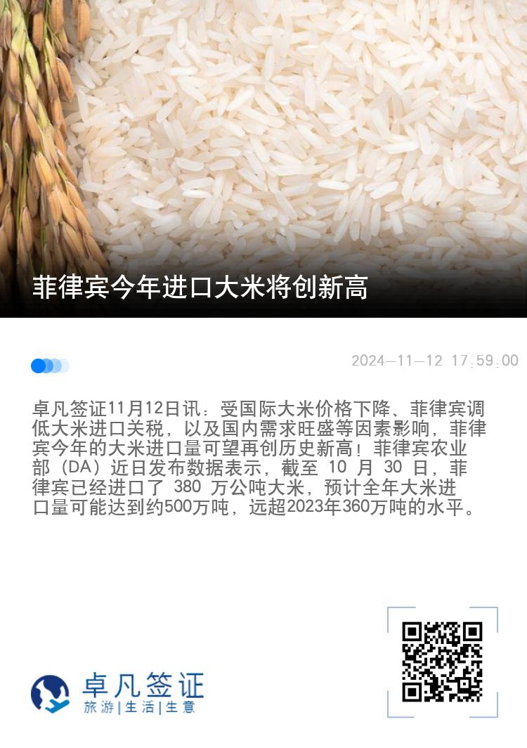 菲律宾今年进口大米将创新高
