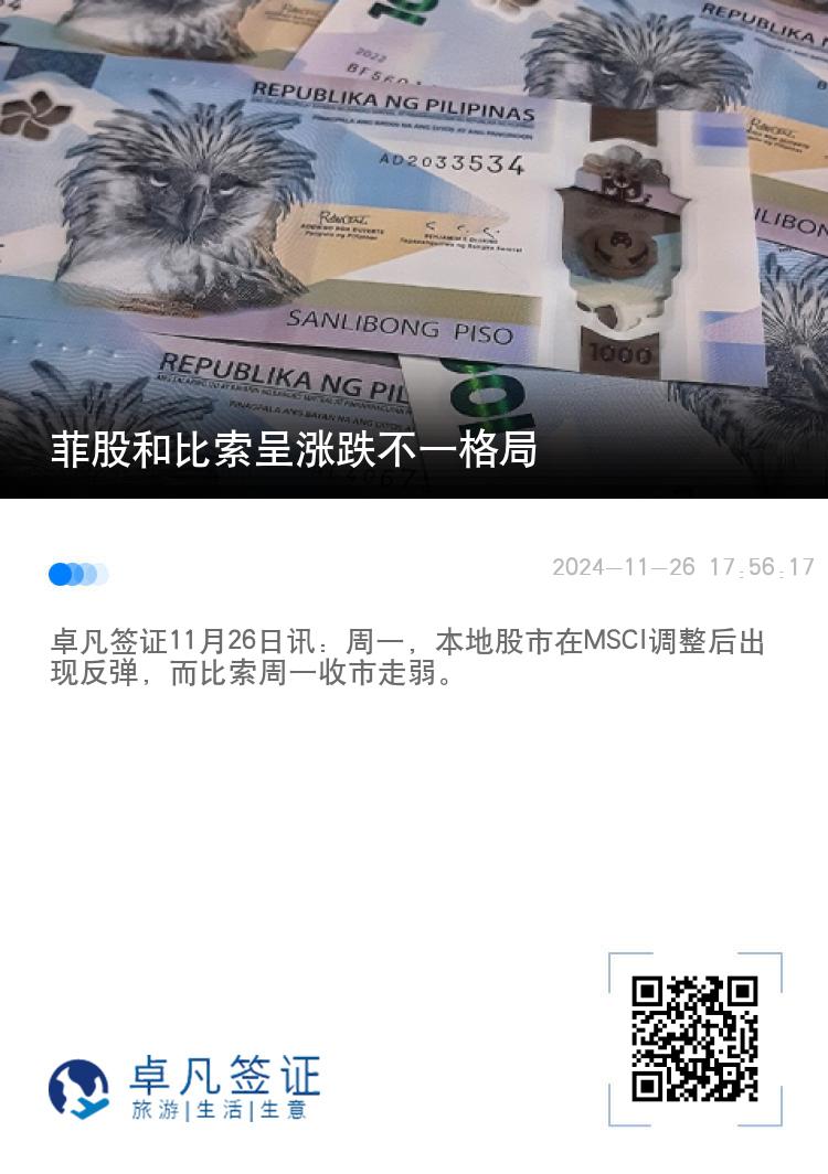 菲股和比索呈涨跌不一格局