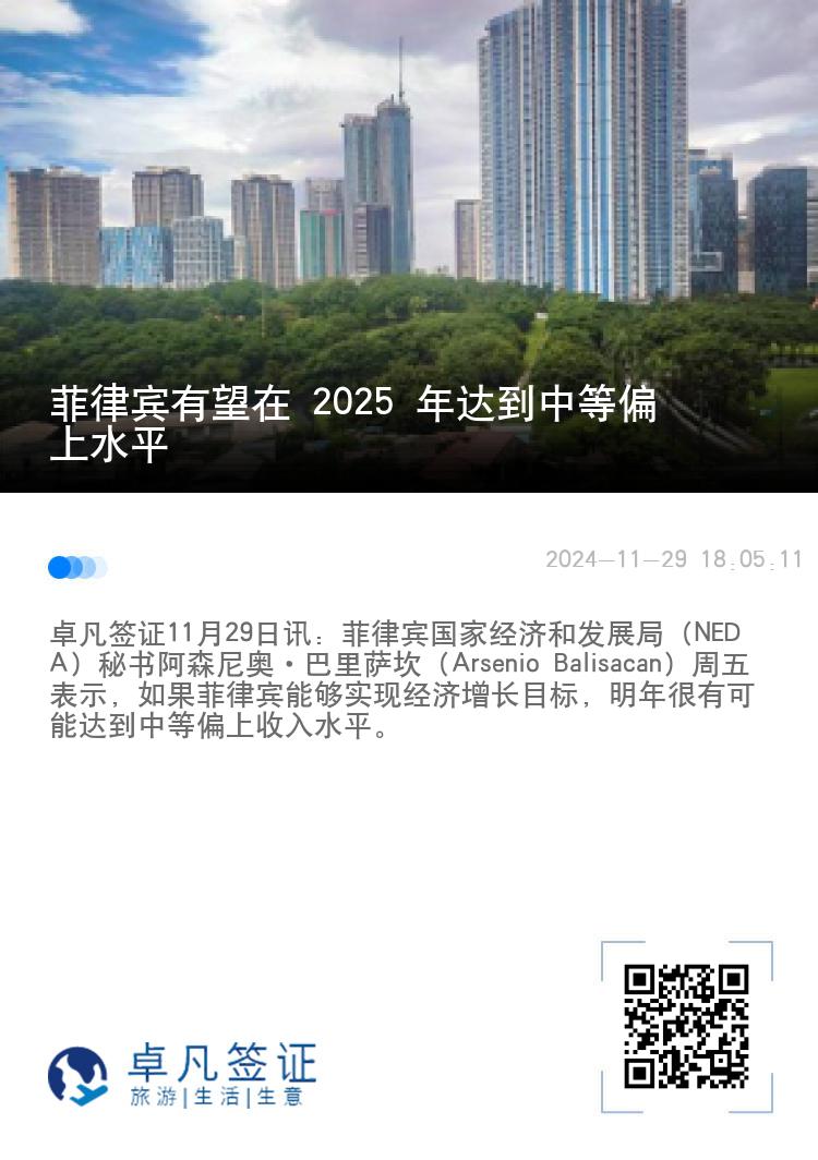 菲律宾有望在 2025 年达到中等偏上水平