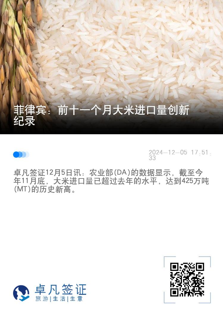菲律宾：前十一个月大米进口量创新纪录