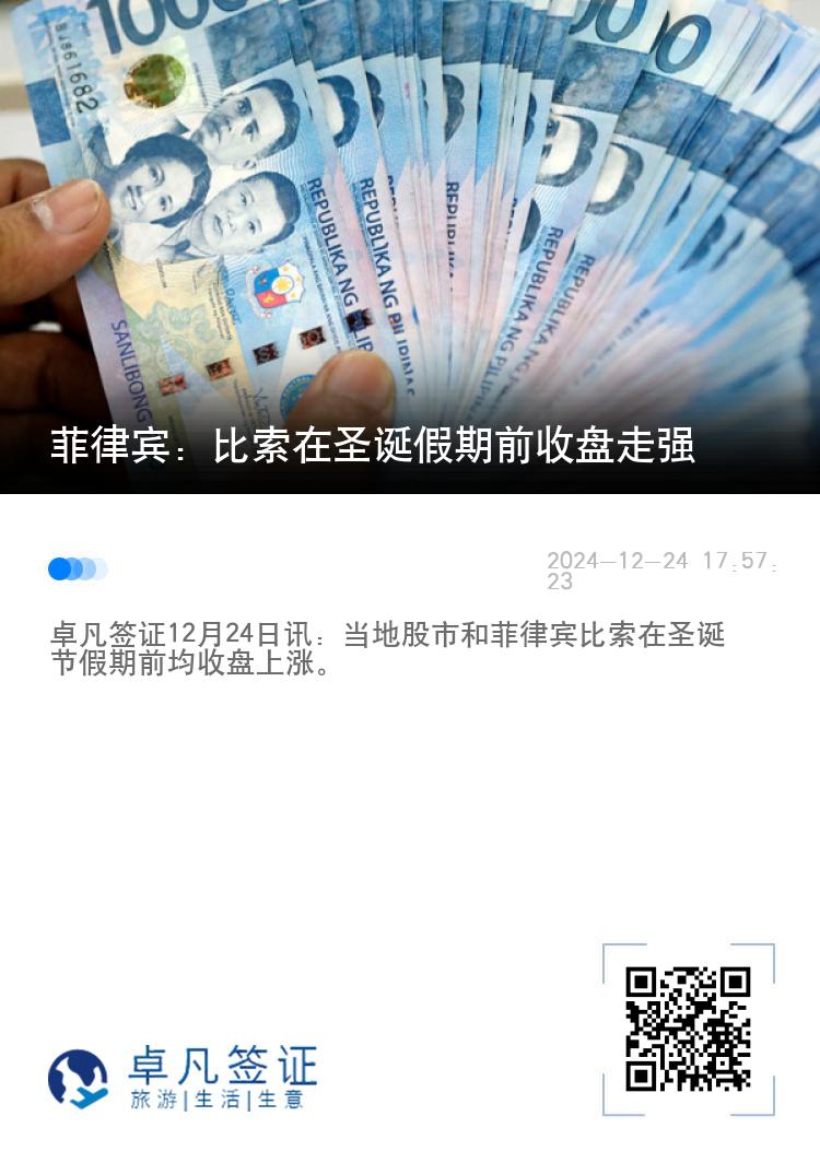 菲律宾：比索在圣诞假期前收盘走强