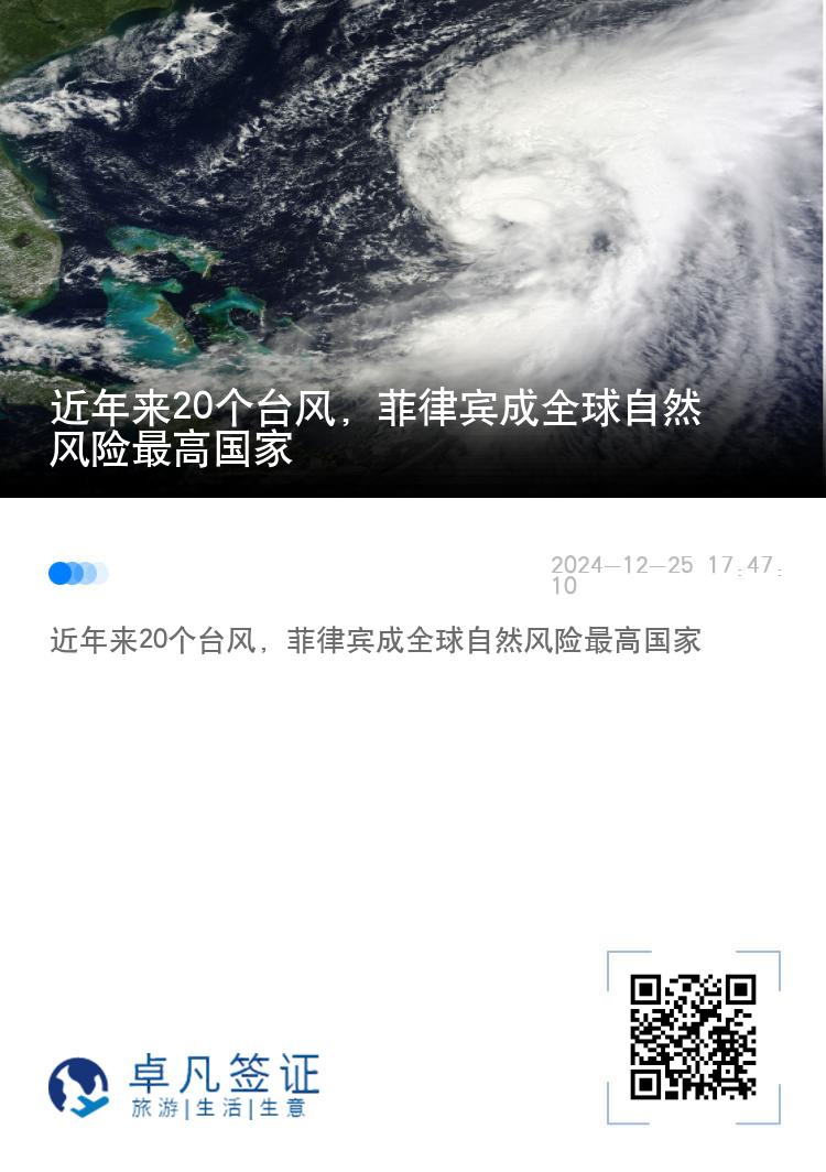 近年来20个台风，菲律宾成全球自然风险最高国家