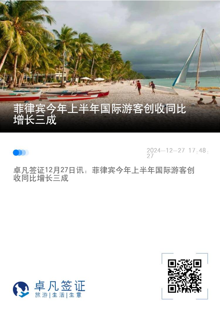 菲律宾今年上半年国际游客创收同比增长三成