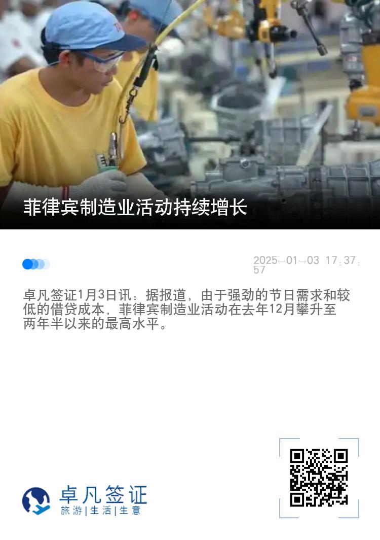 菲律宾制造业活动持续增长