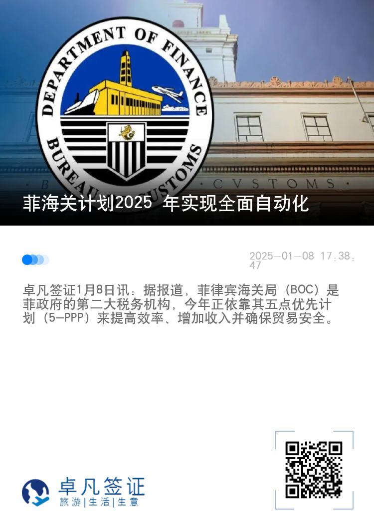 菲海关计划2025 年实现全面自动化