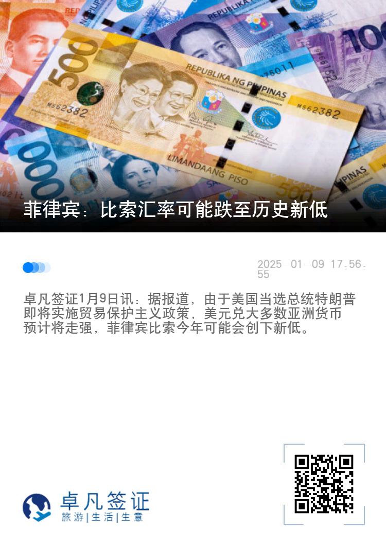 菲律宾：比索汇率可能跌至历史新低