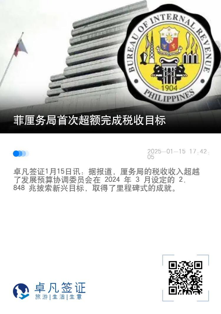 菲厘务局首次超额完成税收目标